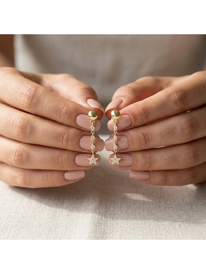 Vaoov 925 Ayar Gümüş Taşlı Yıldız Sallantılı Küpe