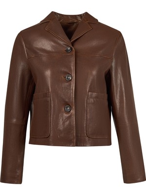 Derimod Jill Kadın Kahverengi Kısa Deri Ceket 26SGD52982Z