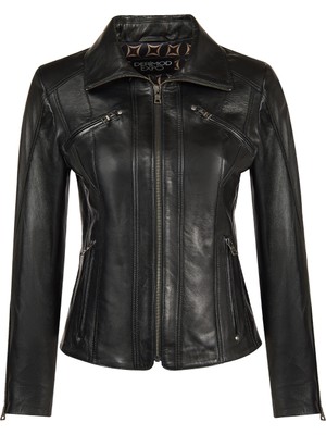 Derimod Janet Kadın Siyah Kısa Deri Ceket 25WGE56021M