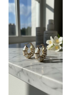 Solène Melinda White Çelik Küpe