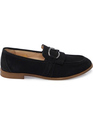 Tergan Siyah Hakiki Süet Deri Kadın Loafer - K25I1AY68020-A01