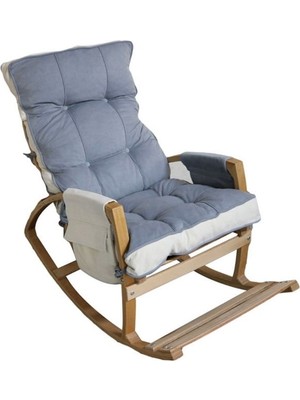 Reyo Home Efes Lüks Çift Minderli Sallanan Sandalye Tv Koltuğu Gri/krem