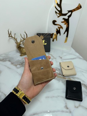 Sanat %100 Hakiki Crazy Deri El Yapımı Minimalist Cüzdan - Crazy Deri Şık Kaliteli Triod Kartlık Cüzdan