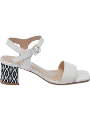 Tergan Beyaz Hakiki Deri Kadın Topuklu Ayakkabı - K25Y1AY68084-A26