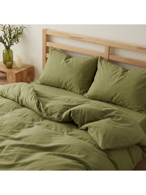 Prime Sleeks Tek Kişilik %100 Pamuk Nevresim Takımı 160 x 220 Cm, Lastikli Çarşaflı Set, Zeytin Yeşili