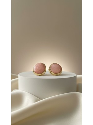 Solène Pinka Gold-Pembe Vip Küpe