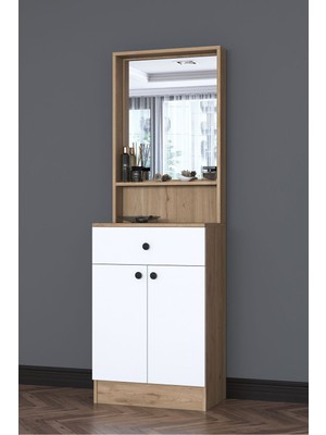 Özbience Modern Kapaklı Aynalı Portmanto, Sepetli, Ceviz ve Beyaz Renk Seçenekleri