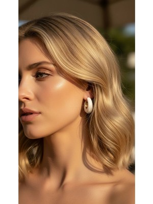 Solène Faya Beyaz-Gold Çelik Küpe