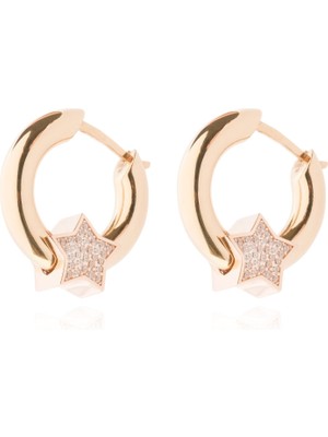 Berk Mücevherat 14 Ayar Altın Taşlı Yıldız Halka Küpe