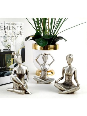 Mirsa Global Yogacı Kız Biblo 3 Lü Gümüş Renk