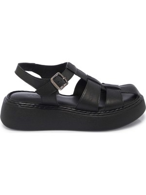 Tergan Siyah Hakiki Deri Kadın Sandalet - K25Y1SN67983-A23