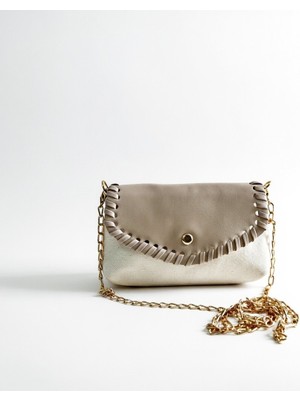 pai Zincir Askılı Kadın Omuz Çantası – Kumaş & Suni Deri Kapaklı Şık El ve Omuz Çantası