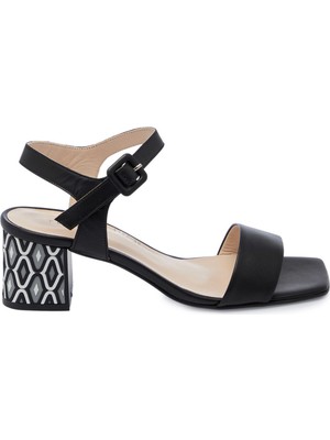 Tergan Siyah Hakiki Deri Kadın Topuklu Ayakkabı - K25Y1AY68084-A23