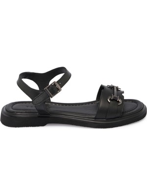 Tergan Siyah Hakiki Deri Kadın Sandalet - K25Y1SN67976-A23