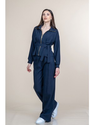MissVina Trend Spor Uzun Kollu Ceket ve Beli Lastikli Pantolon Takım 1305