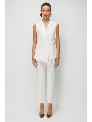 Ekol Kadın Beli Lastikli Boru Paça Pantolon 1148 Ekru