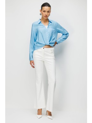 Ekol Kadın Beş Cep Ispanyol Paça Pantolon 4034 Ekru