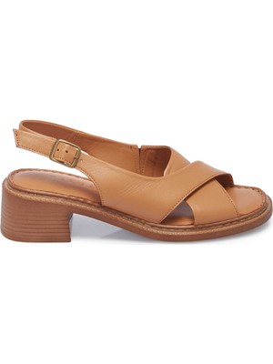 Tergan Taba Hakiki Deri Kadın Sandalet - K25Y1SN67980-A29