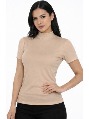 Hmd Kadın Yarım Boğaz Kısa Kollu %92 Pamuk Likralı Body