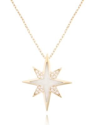 Berk Mücevherat 14 Ayar Altın Taşlı Kutup Yıldızı Kolye