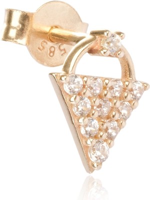 Berk Mücevherat 14 Ayar Altın Üçgen Taşlı Tragus Küpe