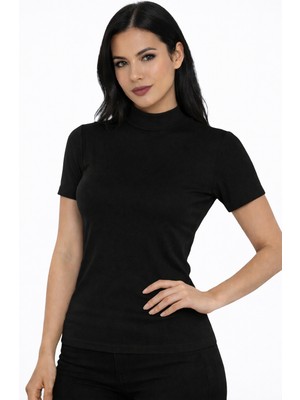 Hmd Kadın Yarım Boğaz Kısa Kollu %92 Pamuk Likralı Body