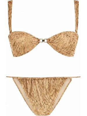 Aquella Sabit Askılı Straplez Bikini Takım Desenli 249-1237