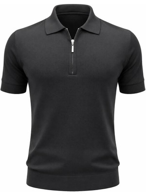 Plus Scorpion Erkek Polo Yaka  Fermuarlı Tişört – Modern Slim Fit Günlük Basic Tasarım