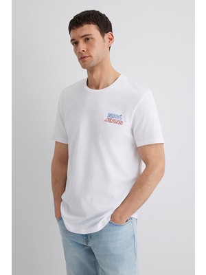 Mavi Erkek Baskılı Kısa Kollu T-Shirt M066841 Beyaz