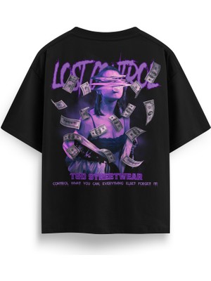 T&D Streetwear Lost Control Baskılı Oversize Heavyweight Streetwear T-Shirt