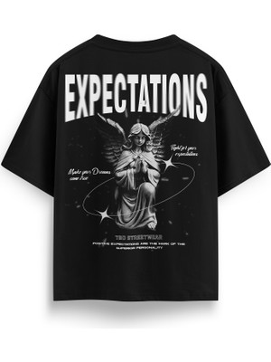 T&D Streetwear Expectations Baskılı Oversize Heavyweight Streetwear T-Shirt