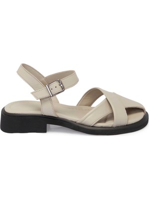Tergan Vizon Hakiki Deri Kadın Sandalet - K25Y1SN67977-A44