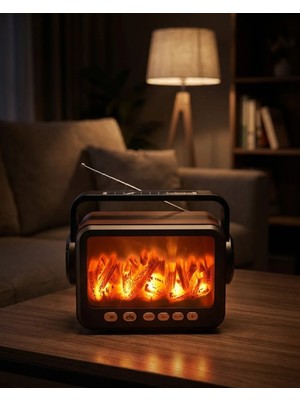 Mestore Şömine Tasarımlı Bluetooth Hoparlör USB Tf Kart Radyo Destekli