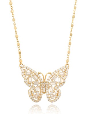 Berk Mücevherat 14 Ayar Altın Taşlı Kelebek Kolye