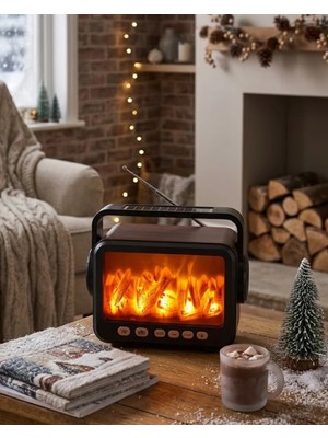 Mestore Dekoratif Şömine Görünümlü Bluetooth Hoparlör Radyo USB Tf Destekli