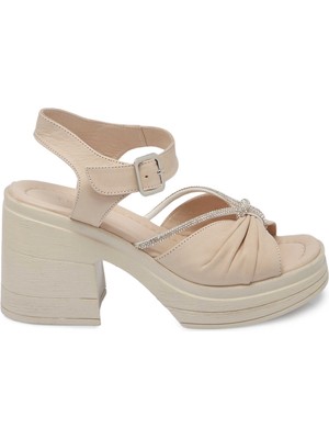 Tergan Bej Hakiki Deri Kadın Sandalet - K25Y1SN68058-A25