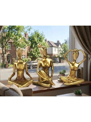 Mirsa Global 3 Lü Dekoratif Yogacı Kız Gold