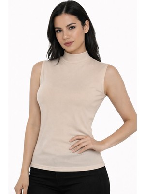 Hmd Kadın Yarım Boğaz Kolsuz %92 Pamuk Likralı Body