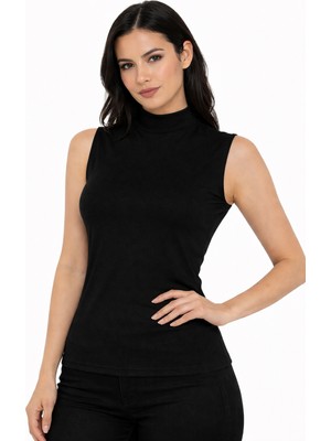 Hmd Kadın Yarım Boğaz Kolsuz %92 Pamuk Likralı Body