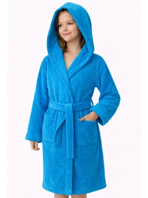 Emillie %100 Pamuk Ihracat Fazlası Kadife Çocuk Bornozu Unisex