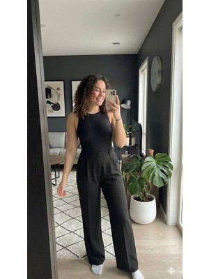 Emh Store Kadın Yüksek Bel Pileli Palazzo Pantolon