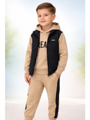 Almira Anne Bebek Mevsimlik Erkek Çocuk Takım Kapitone Yelekli Sweatshirt