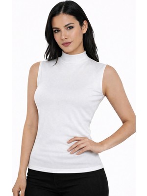 Hmd Kadın Yarım Boğaz Kolsuz %92 Pamuk Likralı Body