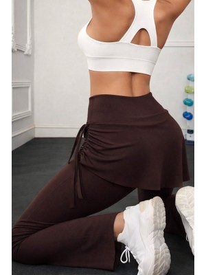 Bet's  Kadın Yüksek Belli Yandan Büzgülü Paçaya Doğru Geniş Dalgıç Tayt