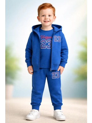 Almira Anne Bebek Çocuklar Için Mavi Kapşonlu Takım, Rahat ve Şık Spor Giyim