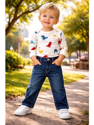 Almira Anne Bebek Erkek Çocuk Mavi Kot Pantolon Günlük Kullanım Rahatlığı