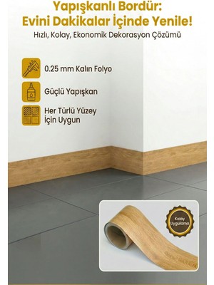 Kendinden Yapışkanlı Duvar ve Süpürgelik Bordürü 10 cm x 5mt.