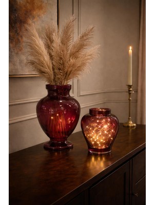 Velora Living Velora Fuchsia Glow Cam Vazo Seti – 2’li Dekoratif Cam Vazo