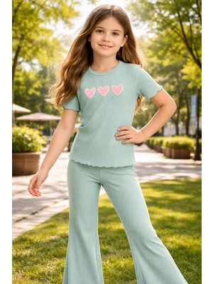 Almira Anne Bebek Çocuklar Için Yazlık Mint Yeşili Kız Çocuk Takım