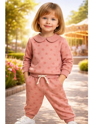 Almira Anne Bebek Kız Çocuk Çiçek Desenli Uzun Kollu Takım Günlük Kullanım